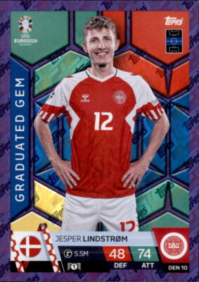 EURO EM Germany 2024 Card DEN 10 Jesper Lindstrom Graduated Gem PURPLE SAPPHIRE