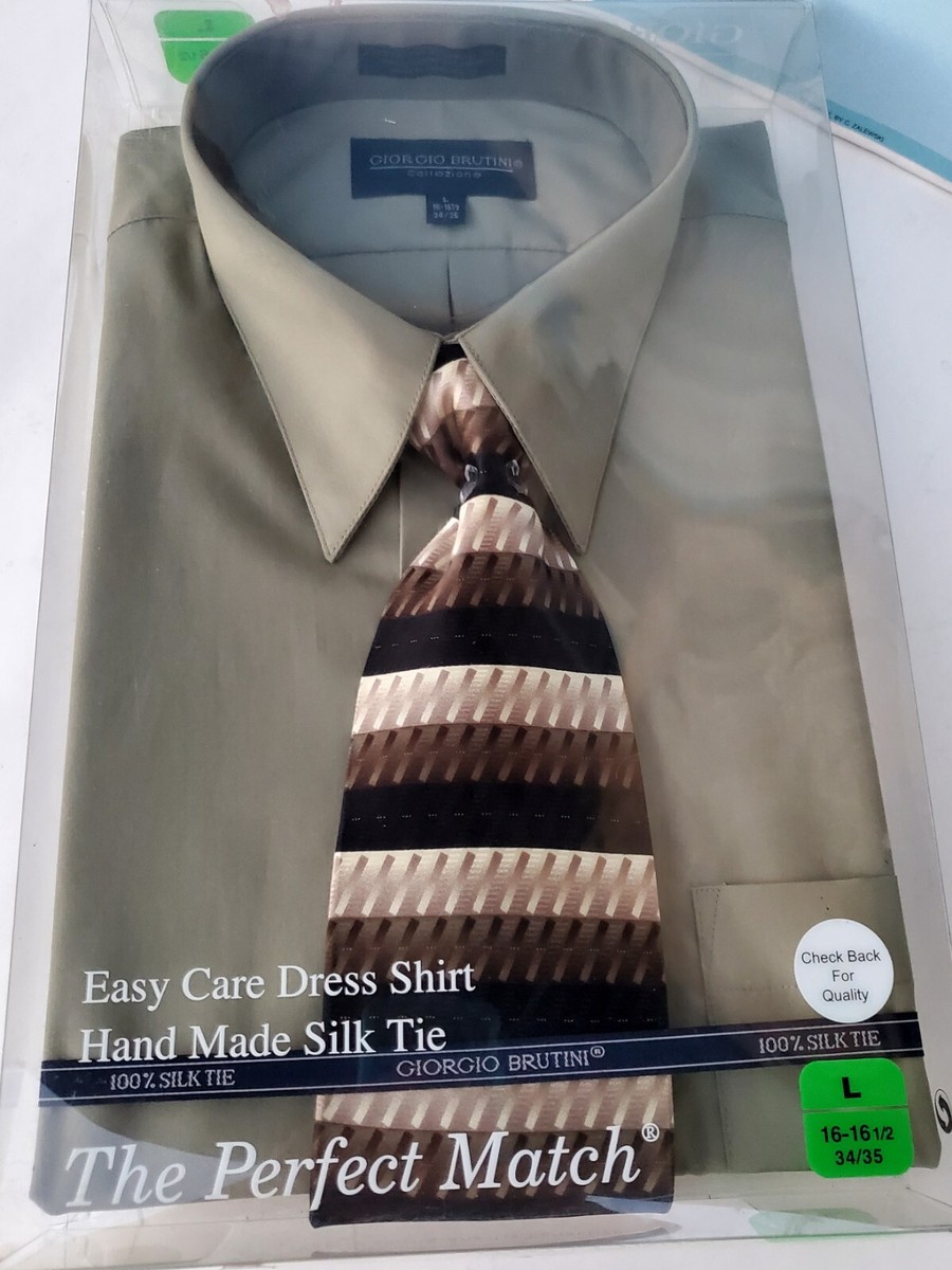 NEW$44 GIORGIO BRUTINI Sz L THE DRESS SHIRT/ SILK TIE COLLECTION