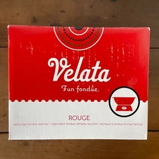 Velata Party Size Fun Fondue Rouge Glossy Red Fondue Warmer Set