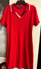 NWOT Tommy Hilfiger Red Polo Style V Neck Dress Size S Small