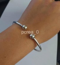 1 PCs. Sterling Silver Cuff Bracelet, Adjustable bangle Double Ball Bracelet J13
