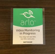 Arlo Netgear Video Monitoring In Progress Door / Window Sticker Double Sided