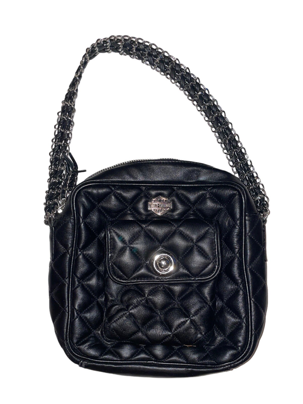 Harley Davidson Quilted Black Leather Chain Strap Pur… Gem