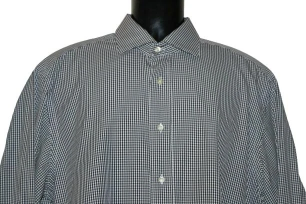 $395 Etro Men's Black White Plaid Cotton Dress Shirt Size 41 French Cuff - Image 4 of 4