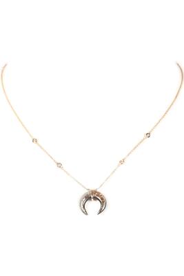 JACQUIE AICHE DOPPELHORN 14K ROSÉGOLD, ABALONE UND PAVE DIAMANT HALSKETTE