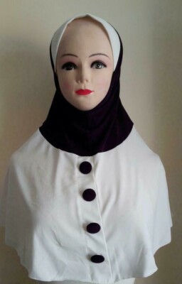 2X Knöpfe Sofort Hijab Bequem Kopfbedeckung Abdeckung Islamischer Schal