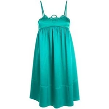 SEE BY CHLOE Emerald Green Silk Satin Sundress Dress $500