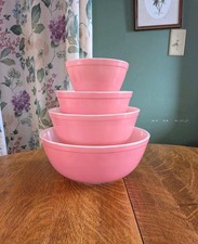 PYREX Mixing Bowls Flamingo Pink Full Set Nesting Vintage 401, 402, 403, 404