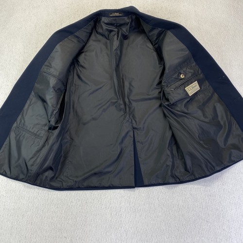 LL Bean Blazer Mens 44 Short Navy Blue Gold Buttons Micro Polyester Classic Coat - Picture 6 of 13