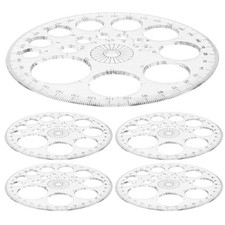 6Pcs Reusable Clear Plastic Protractor 360 Degree Circle Measuring Tool