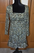 Women's Black Combo Dress 6 FREE PEOPLE NWT AQUA FLOWERS LS MIDI MEDIUM