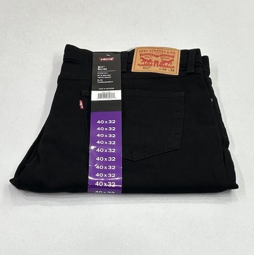 Levi's 511 Men's Slim Fit Stretch Sits Below Waist Jeans, Black, Size 40X32