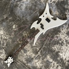 4-String White Electric Bass Guitar Special Shape SS Pickups Rosewood Fretboard