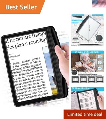 Rechargeable 5X Magnifying Glass for Reading, Large Bright Full Page Magnifie...
