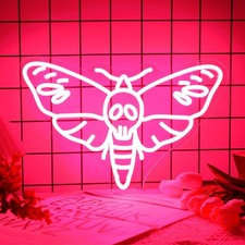 Skull Moth Neon Sign Gothic LED Neon Light for Bedroom Gothic Decor Wall Art