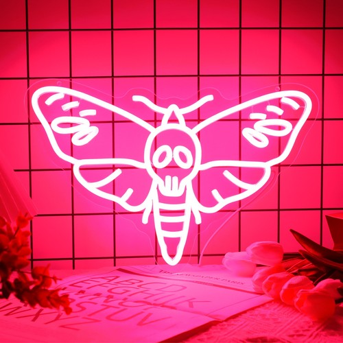 Skull Moth Neon Sign Gothic LED Neon Light for Bedroom Gothic Decor Wall Art