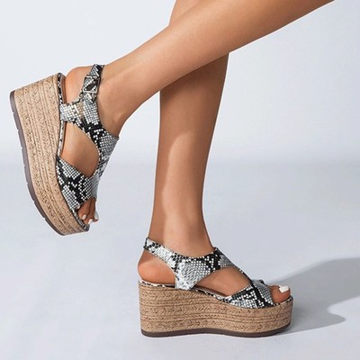 (H5)Carlos by Carlos Santana Faux Reptile Leather Wedge with Slingback HeelSz 9M