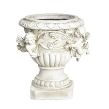 Sungmor Cherub Urn Planters, Resin Garden Angel Statues Rustic White Flower Pots
