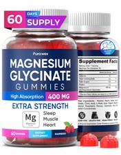 Magnesium Gummies 400mg High Absorption Supplement Sugar Free Vegan Glycinate
