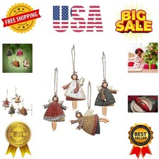 Heavenly 4" Painted Metal Angel Ornaments - Set of 12 for Christmas Tree Deco...