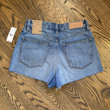 PacSun Ivy High Rise Festival Blue Medium Wash Denim Cut Off Shorts Size 26