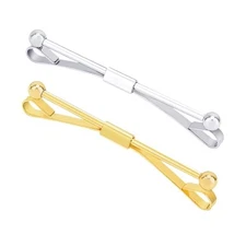 2Pcs Gold Silver Men Tie Clips Collar Bar Set Tone Tie Collar Clips Classic 