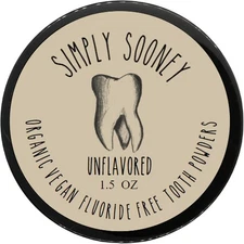 SIMPLY SOONEYUNFLAVORED Vegan Organic Fluoride Free Tooth Powder 1.5 oz