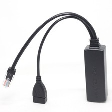 Gigabit Ethernet Active PoE Splitter 48V To 5V 2.4A USB Female A Port