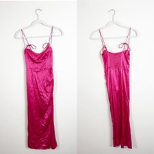 Reformation Marguerite Hot Pink Flambé Dress 100% Silk Midi Size 0