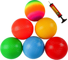 Ogrmar 6PCS 8.5 Inch Playground Balls Dodgeballs with 1 Hand Pump for Kids