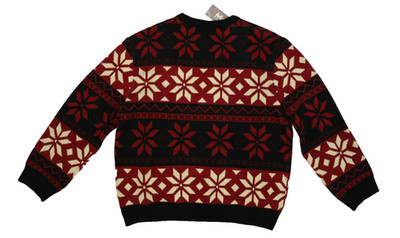 AGTAWH St Moritz Sweater Mens M Red Black Nordic Snowflake Ski Resort Patch