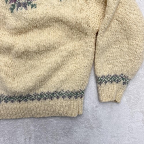 Vintage L.L. Bean Sweater Womens Medium White Wool Fair Isle Knit Hong Kong, Size M, $35 - Photo 12