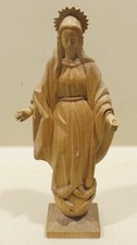 Vecchio Legno Tiglio Maria Madonna Scultura Sacre Figura Serpente Sfera 26cm