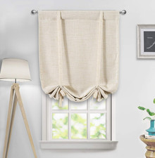 Double Layer Linen Blackout Tie up Curtains Thermal Insulated Fully Lined Balloo