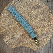 Aqua Blue Wristlet Purse Strap Macrame Pink  Bag Charm Keychain Accessory NEW