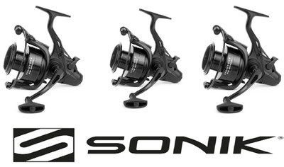 3x SONIK XTRACTOR+ FS 6000 - Freespool Bait Runner Reel Carp Coarse Fishing