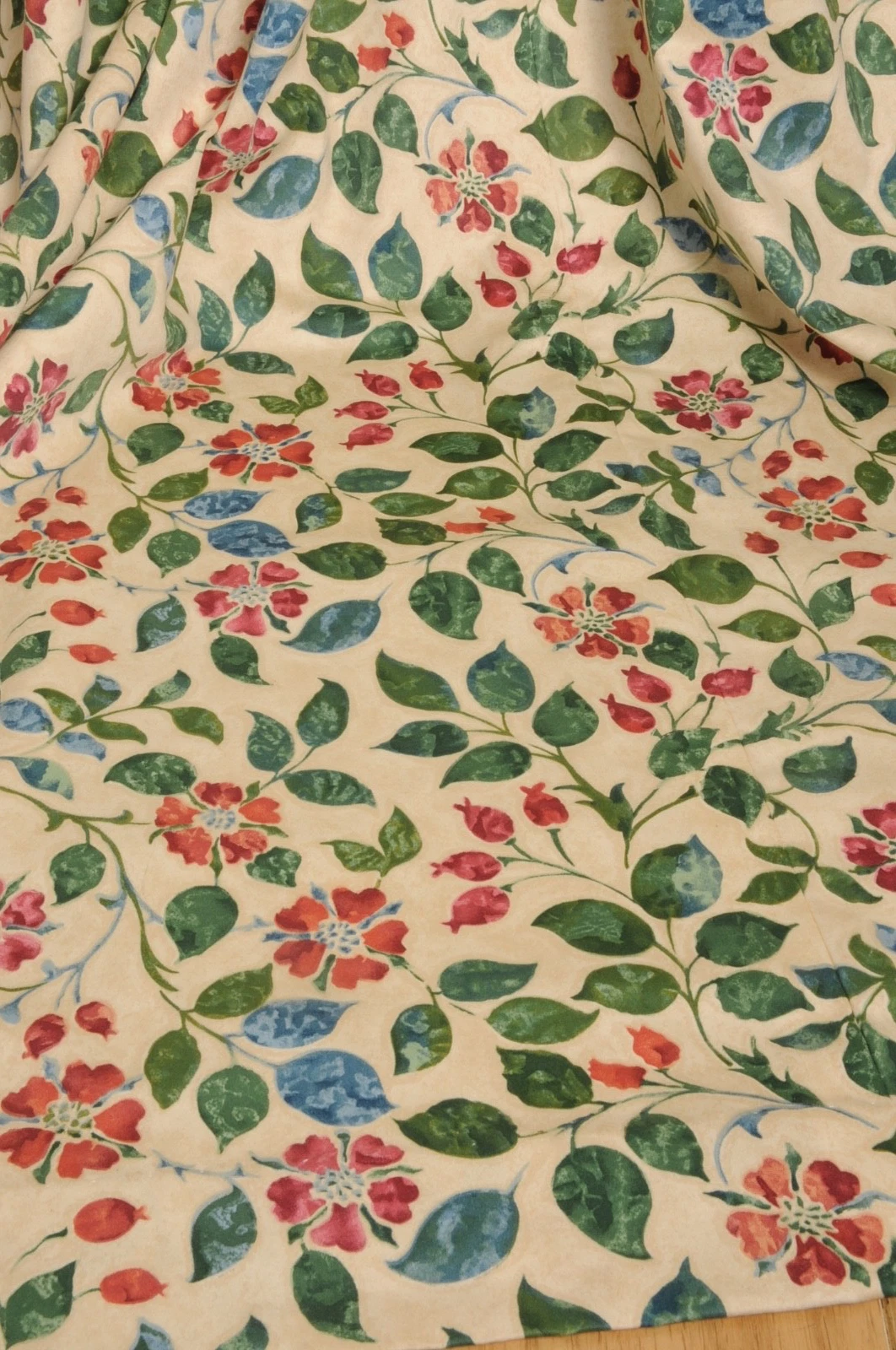 Pretty Vintage Curtains 'Sweet Briar' Rose Cottage Stencil CROWSON 87"D x 78"
