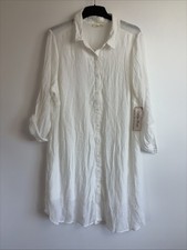 Indigo Rose Size 2X White Button Down 3/4 Sleeve Knee Length Dress New With Tag