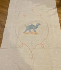 Vintage Child  s Chenille Crib Bedspread Baby Blanket
