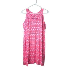 Lulu B Peach Pink Geometric Sleeveless Shift Dress Back Womens Size Medium