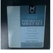 Member's Mark 500TC Cotton Performance Sheet Set Twin/Twin XL White OEKO-TEX