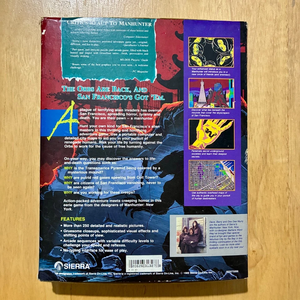 Manhunter 2: San Francisco (1989, Sierra) PC Big Box Game– Vintage Complete-Rare - Image 2 of 4