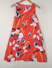 Sigrid Olsen Shift Dress Womens XSmall Floral 100% Linen Pockets Natural Modern