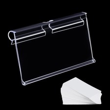 Plastic Label Holder 80 PCS PVC Clear Shelf Label Holder on Hook 3.15"L