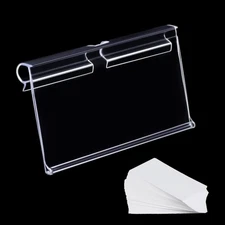 Plastic Label Holder 80 PCS PVC Clear Shelf Label Holder on Hook 3.15"L