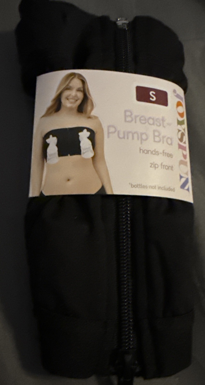 Joyspun Hands-Free Zip Front Nursing Bra for Pumping - Black Small-image