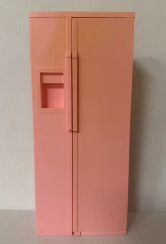 Vintage Barbie Pink Side By Side Refrigerator Plastic Arco Doll Furniture