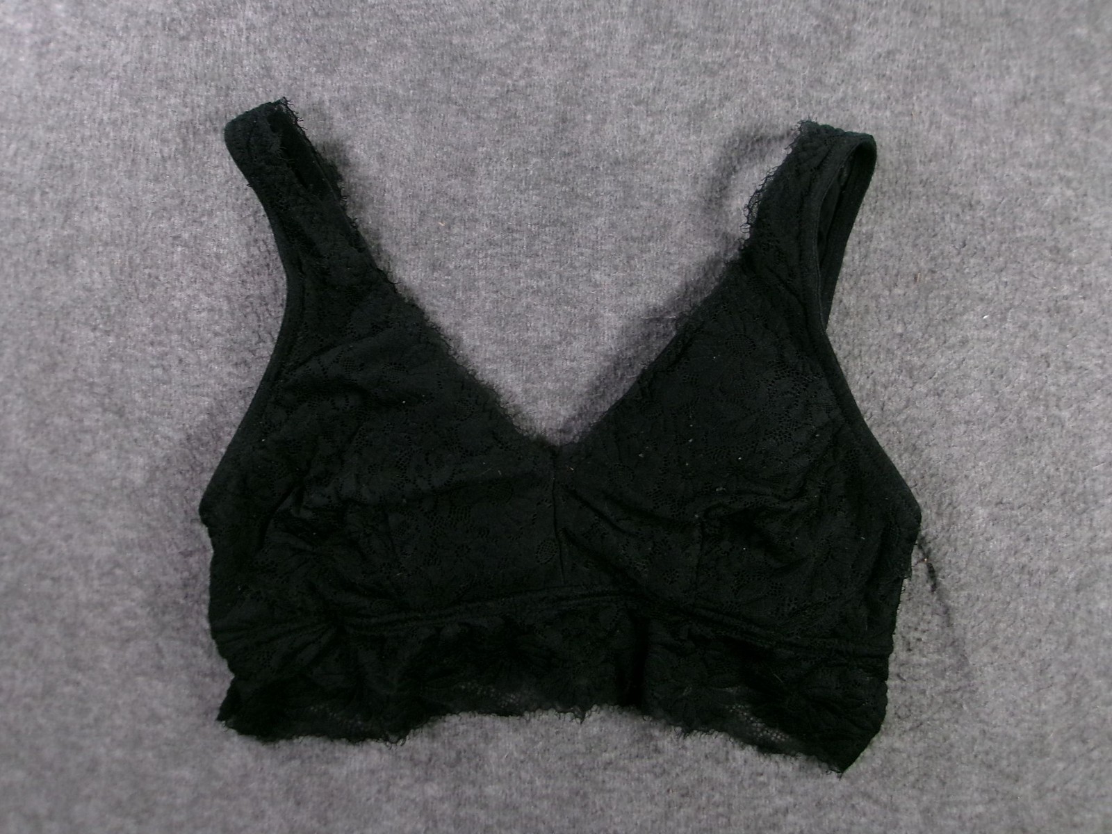Aerie Bralette Womens XL Black Lace Wireless Stretch Lined Pull On Scallop Trim-image