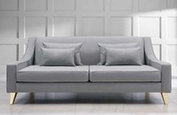 Dreisitzer Sofa 3 Sitzer Sofas Luxus Sitzer Stoff Grau Wohnzimmer Design Modern
