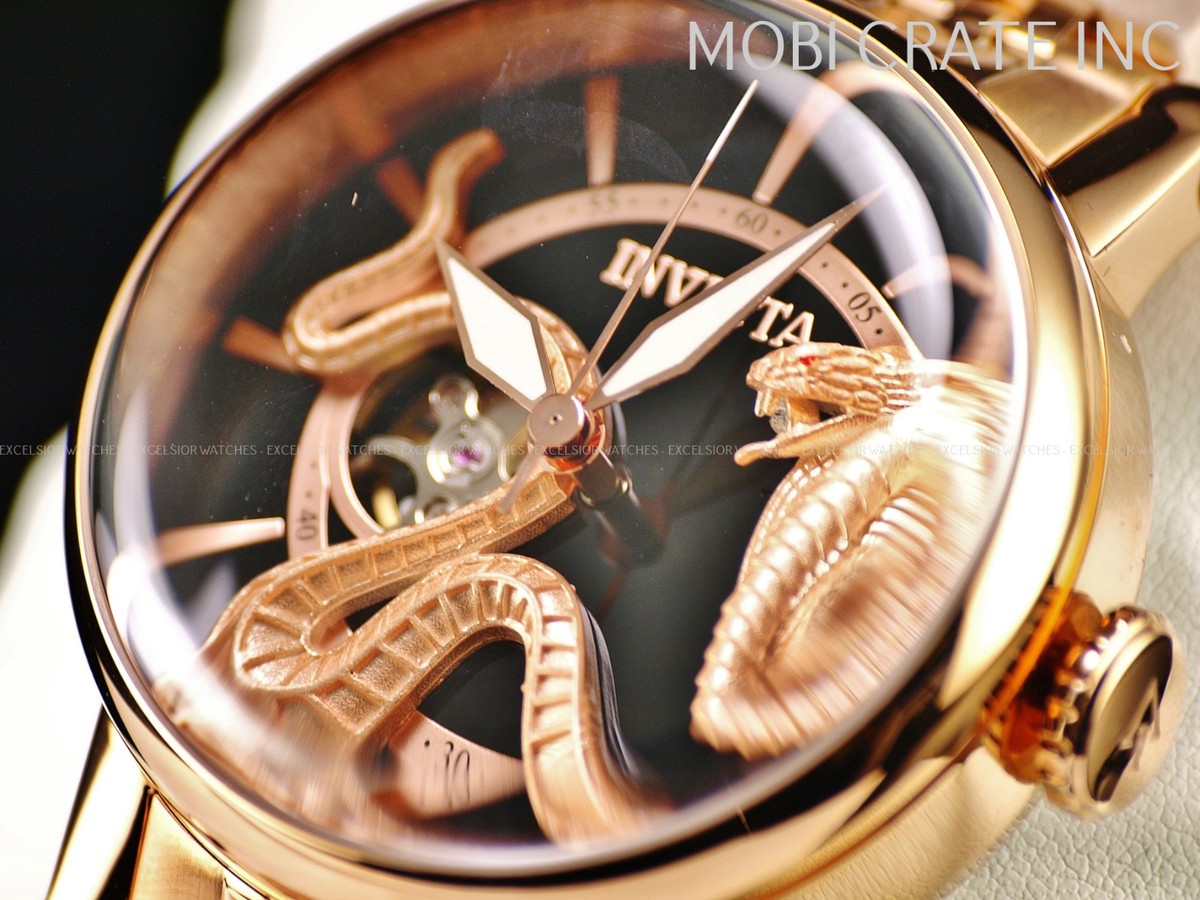 NEW INVICTA VINTAGE ROSE GOLD COBRA NH38A AUTOMATIC TOP HAT